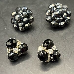 Vintage Signed W Germany & Vogue Black Cluster Earrings